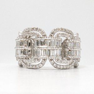 EFFY 14K White Gold 1.0 TCW Diamond Band Cocktail Ring Size 4.75